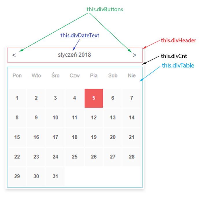 Integracja kalendarza JavaScript